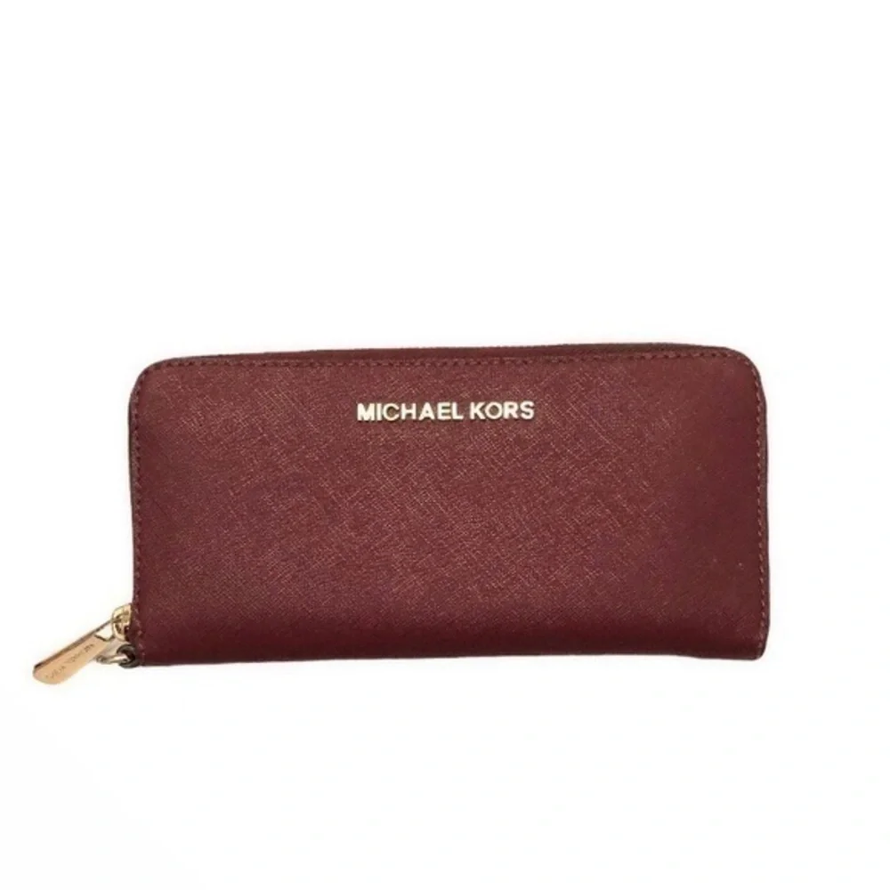 Michael kors burgundy continental zipper wallet